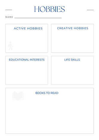 Hobbies for Homeschoolers- A Planning Sheet