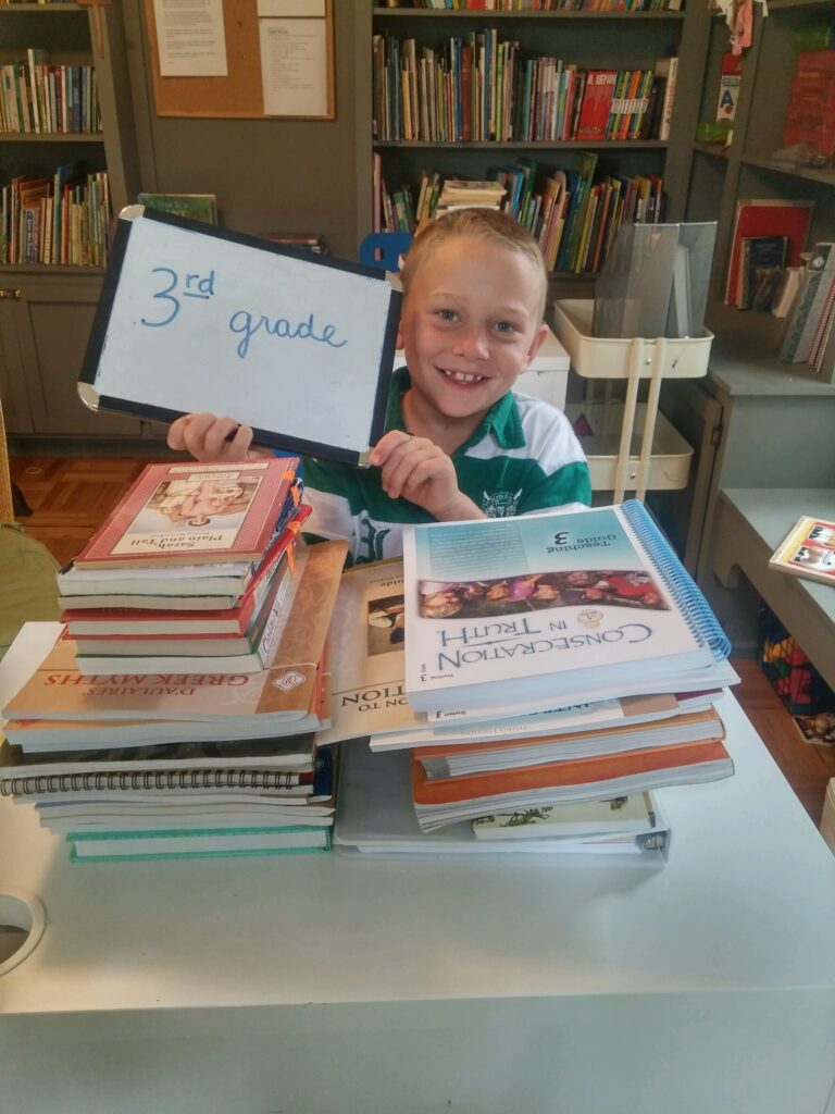 boy homeschooling