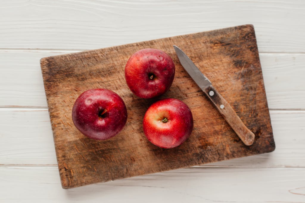 Apples and Knife on a Chopping Board for a kid-friendly fall recipes