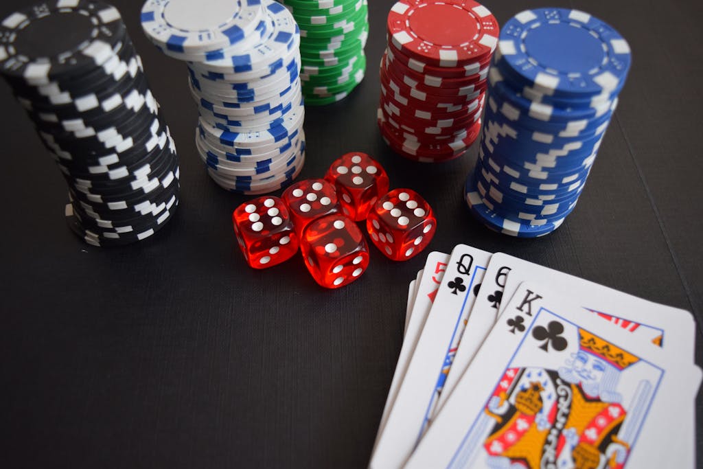 Playing Card and Poker Chips and Dices are all that is needed to play easy poker games for kids